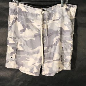 OP Surf White Military Camo Camouflage Cargo Board Shoarts Beach Trunks Large